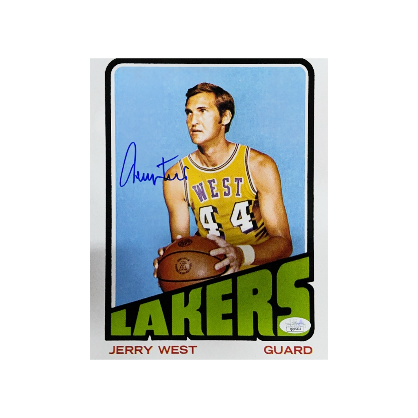 Jerry West Autographed Los Angeles Lakers 1972 Topps Card 8x10 JSA