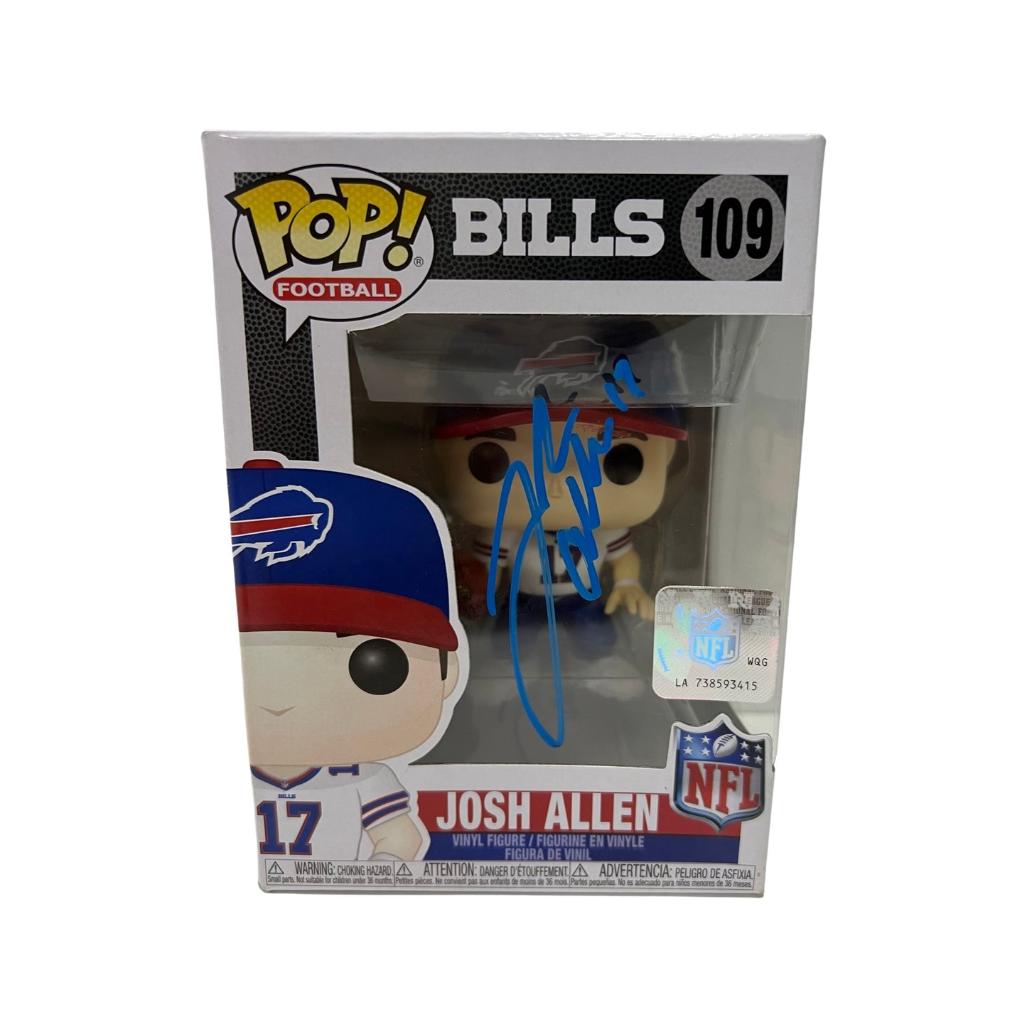 Josh Allen Autographed Buffalo Bills Funko Pop Blue Ink Beckett