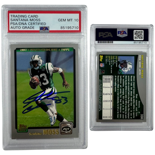 2001 Santana Moss Autographed Topps Rookie Card #330 PSA Auto GEM MT 10