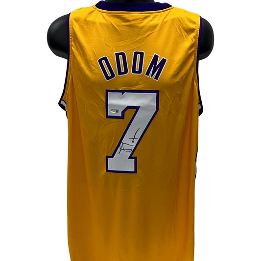 Lamar Odom Autographed Los Angeles Lakers Yellow Jersey Steiner CX
