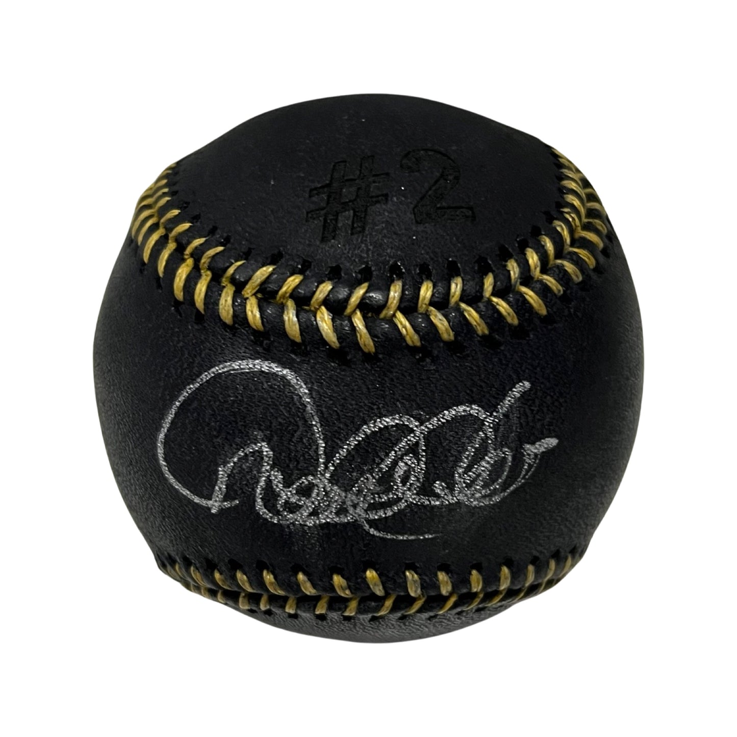 Derek Jeter Autographed New York Yankees Black Leather OMLB #2 Engraved Steiner