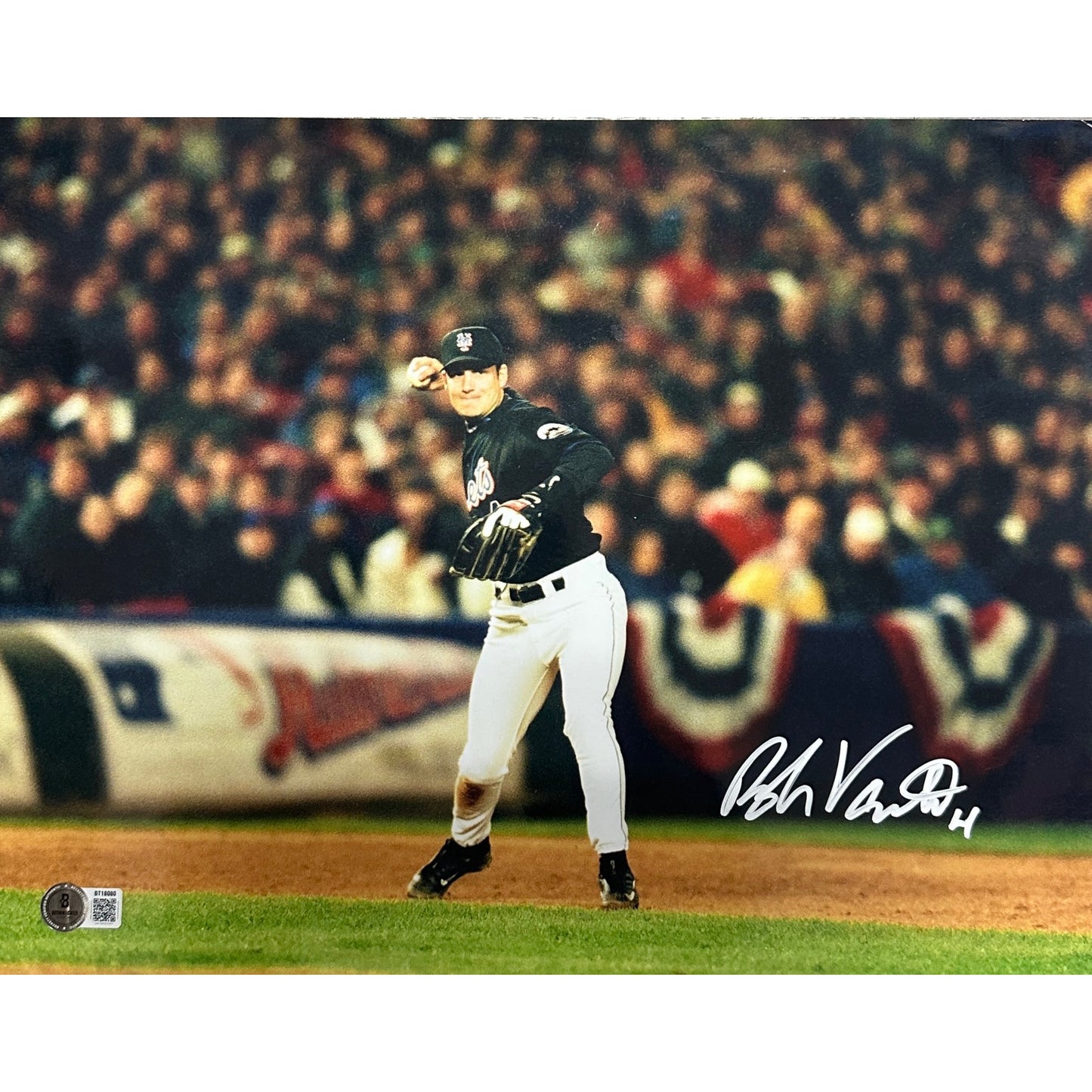 Robin Ventura Autographed New York Mets Throwing 11x14 Beckett BAS
