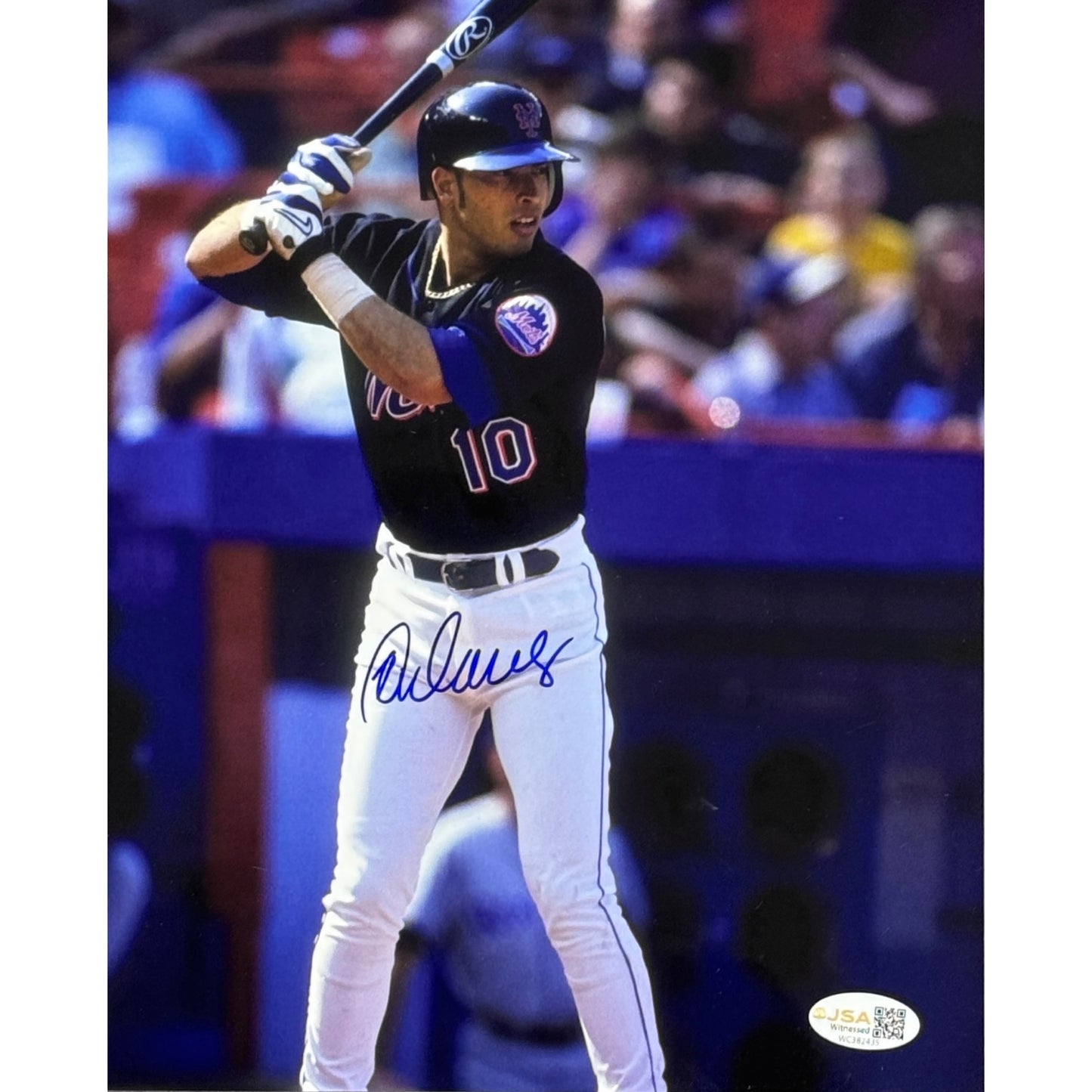 Rey Ordonez Autographed New York Mets Batting Black Jersey 8x10 JSA