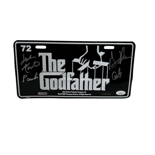 John Martino & Gianni Russo Autographed The Godfather License Plate "Paulie & Carlo" Inscriptions JSA