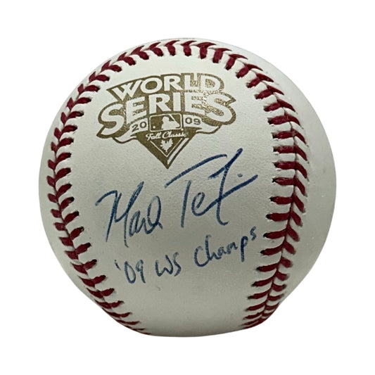 Mark Teixeira Autographed New York Yankees 2009 World Series Rawlings Official Major League Baseball "09 WS Champs" Inscription Steiner