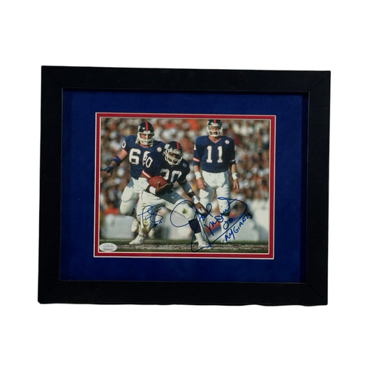 Phil Simms & Joe Morris Autographed New York Giants Horizontal Front Number Framed 8x10 JSA