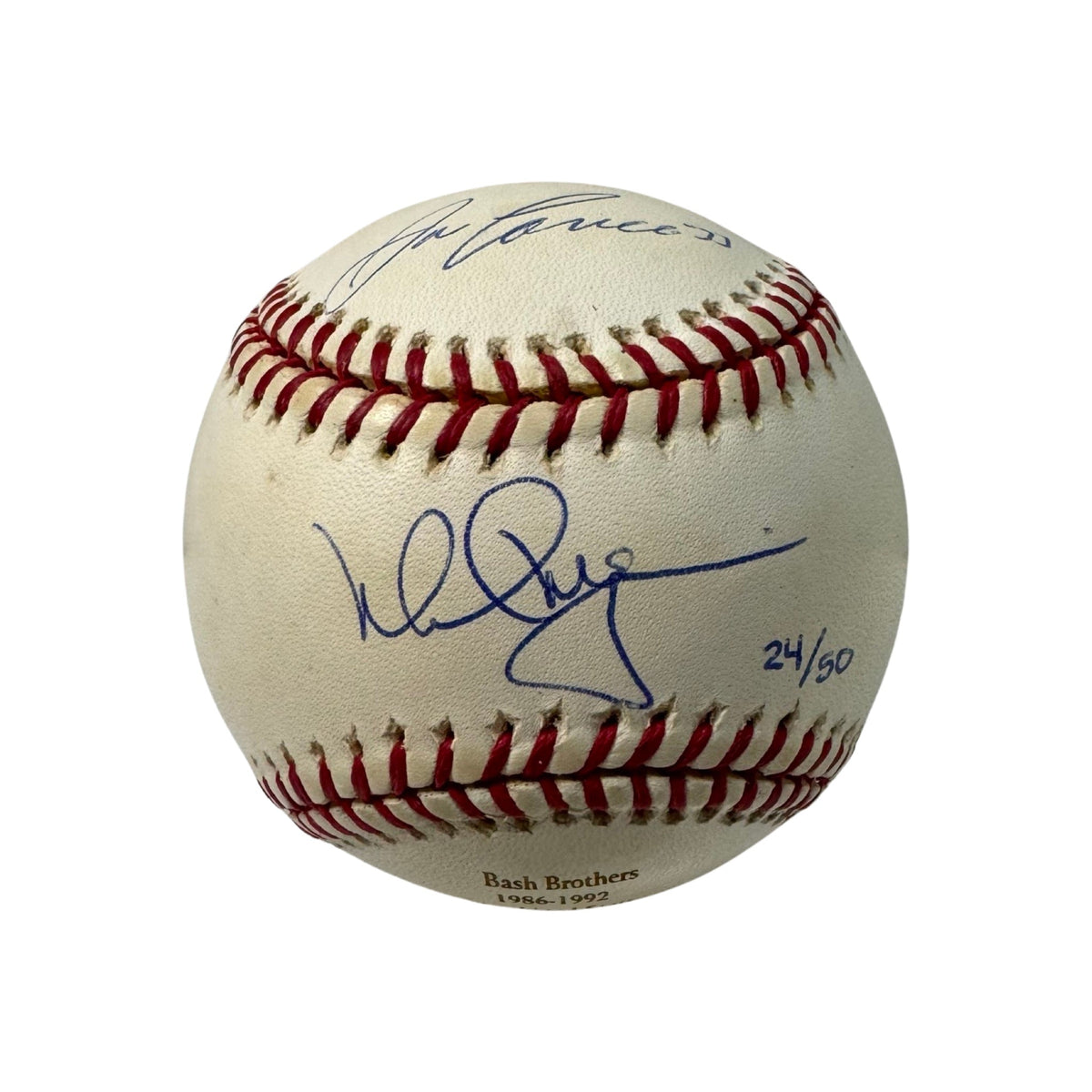 Mark McGwire & Jose Canseco Autographed Oakland A’s Bash Brothers Engraved OMLB Steiner, MLB & Tri-Star