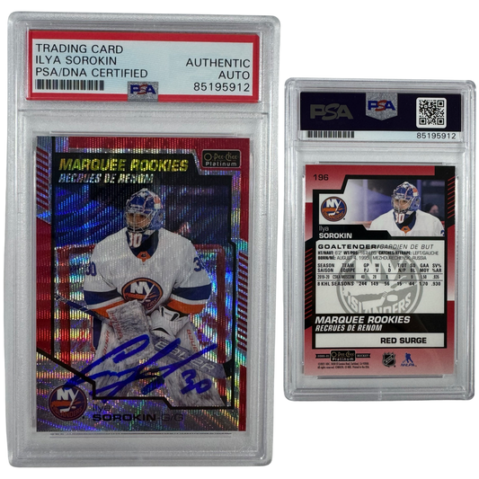 2020-21 Ilya Sorokin Autographed O-Pee-Chee Platinum Marquee Rookies #196 PSA Auto Authentic