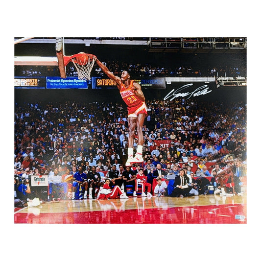 Dominique Wilkins Autographed Atlanta Hawks Dunk Contest 16x20 Steiner CX