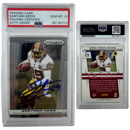 2013 Santana Moss Autographed Panini Prizm #173 PSA Auto GEM MT 10