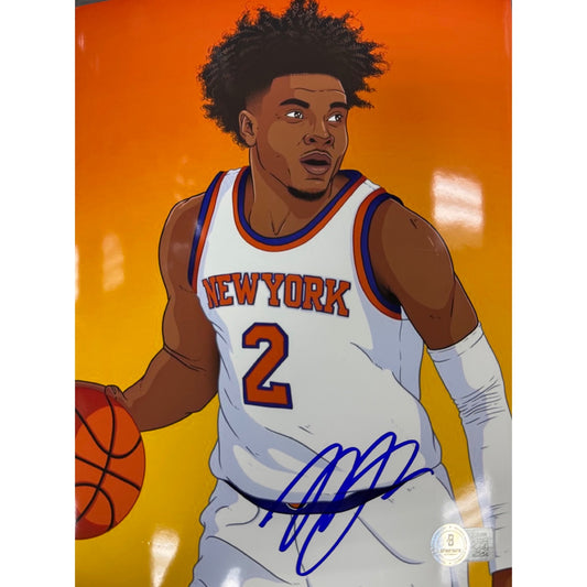 Miles Deuce McBride Autographed New York Knicks Orange Cartoon 8x10 Beckett BAS