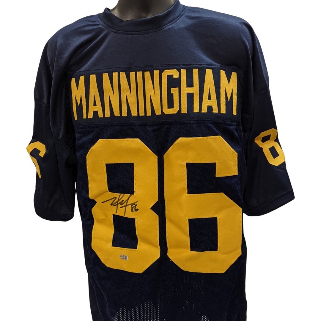 Mario Manningham Autographed Michigan Wolverines Blue Jersey Steiner CX