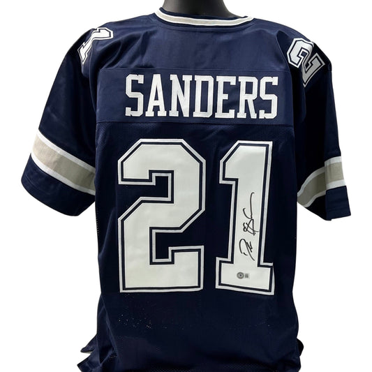 Deion Sanders Autographed Dallas Cowboys Navy Jersey Beckett