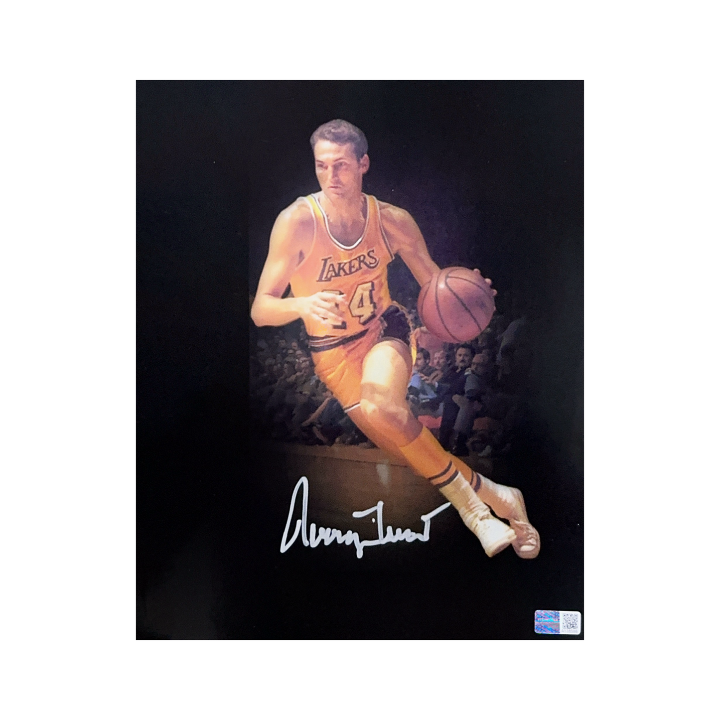 Jerry West Autographed Los Angeles Lakers Blackout Edit 8x10 Steiner CX