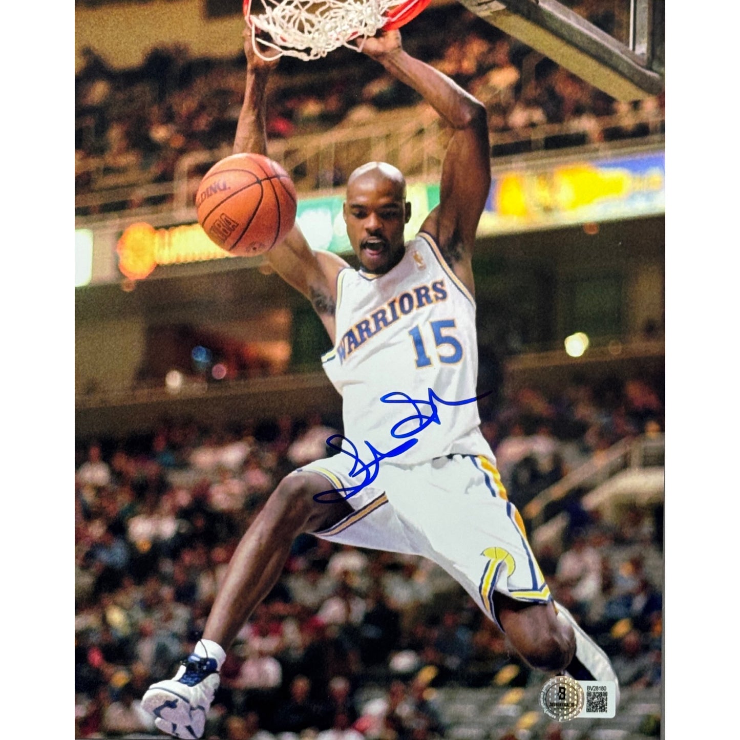 Latrell Sprewell Golden State Warriors Rookie Dunk 8x10 Beckett BAS