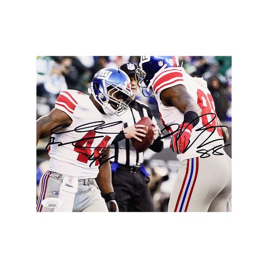 Ahmad Bradshaw & Hakeem Nicks Autographed New York Giants Dap 8x10 JSA