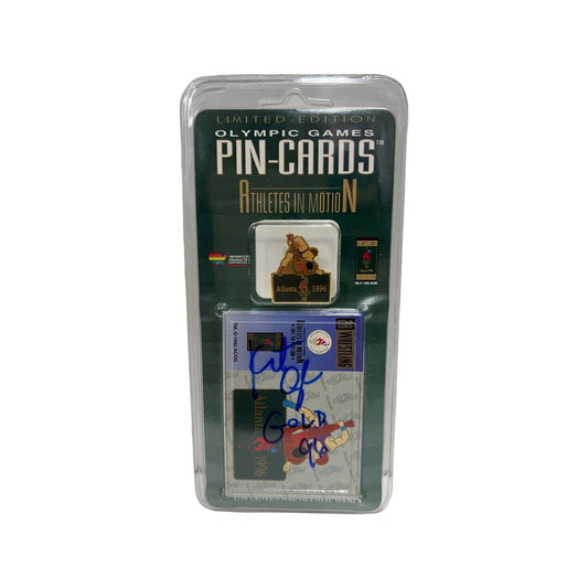 Kurt Angle Autographed 1996 Olympics Pin Card “Gold 96” Inscription Beckett