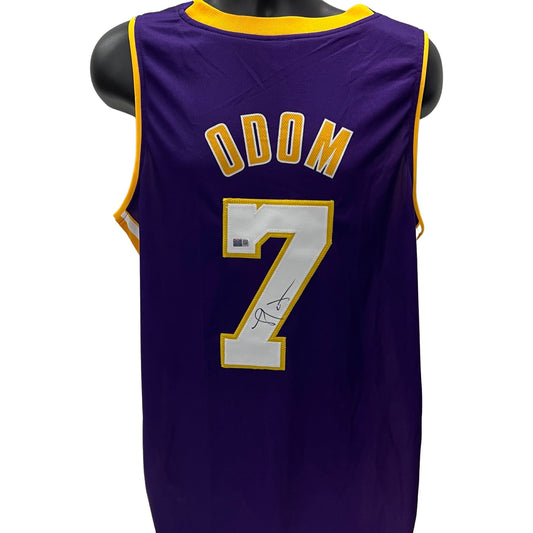 Lamar Odom Autographed Los Angeles Lakers Purple Jersey Steiner CX