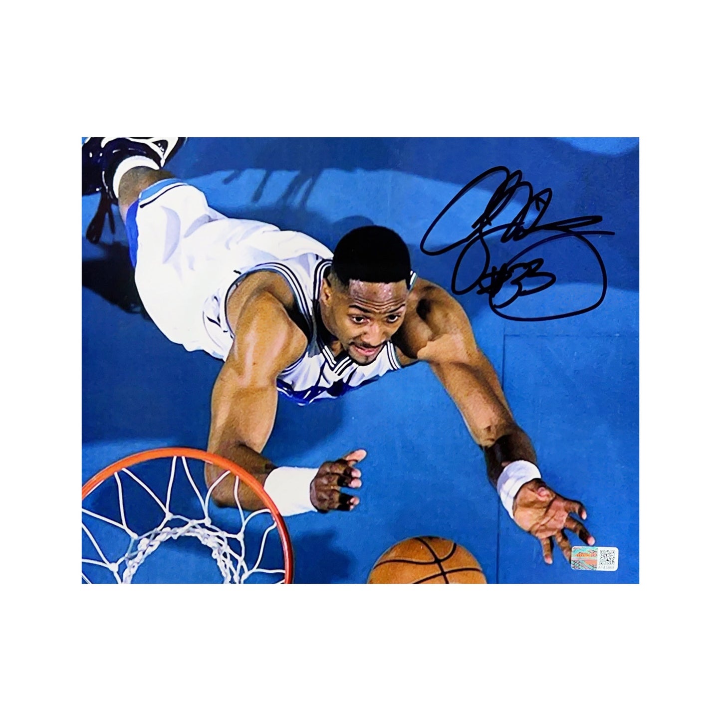 Alonzo Mourning Autographed Charlotte Hornets Rebound 8x10 Steiner CX