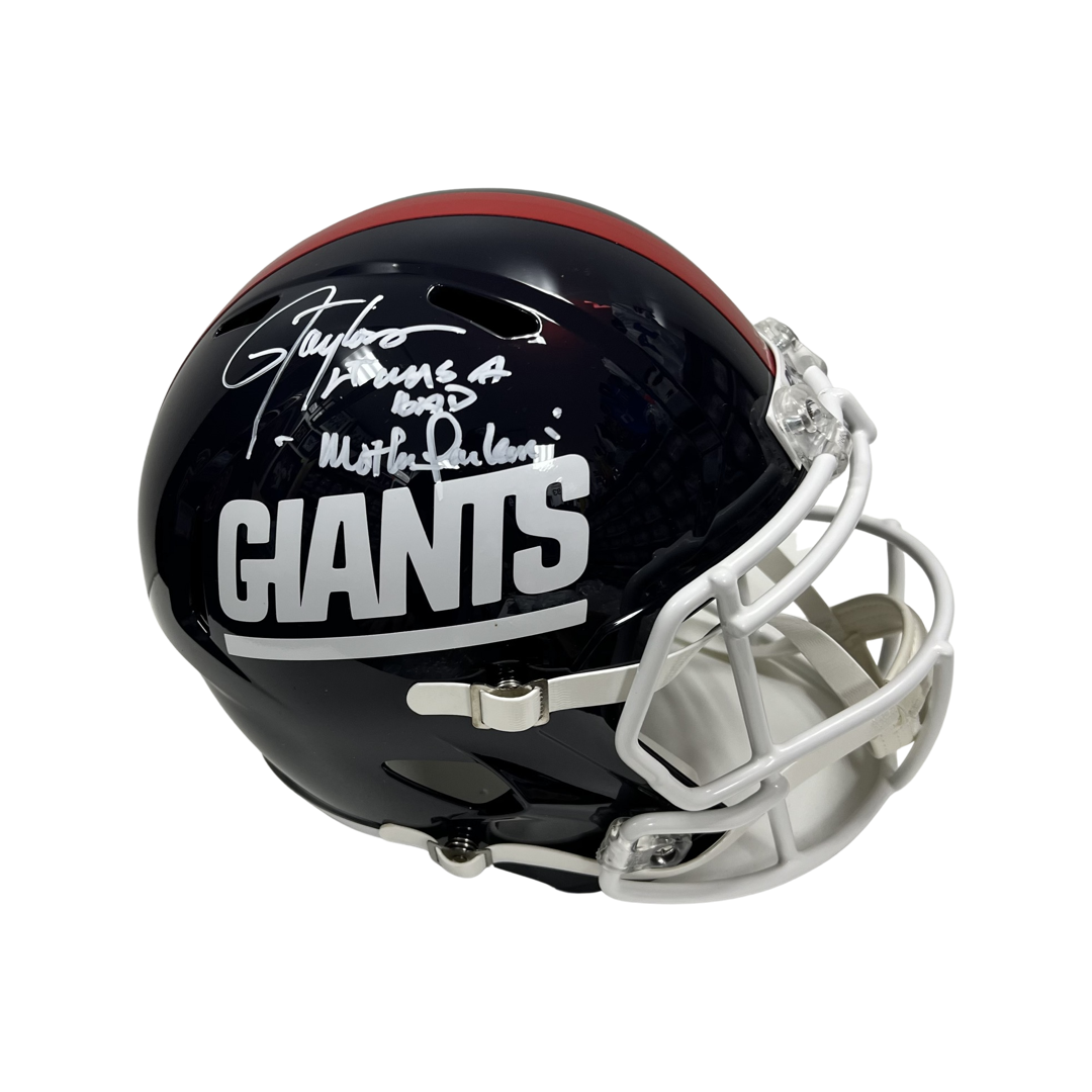Lawrence Taylor Autographed New York Giants Old School Replica Helmet "LT Was A Bad Motherfucker" Inscription Steiner CX