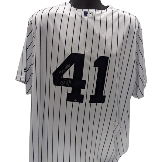 Miguel Andujar Autographed New York Yankees Majestic Pinstripe Jersey 47 Doubles Inscription Steiner