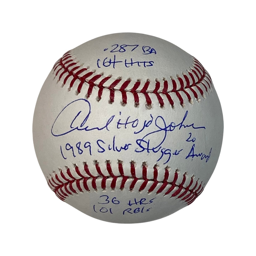 Howard Johnson Autographed New York Mets OMLB 1989 Silver Slugger Award, .287 BA, 164 Hits, 36 HR’s, 101 RBI’s Inscriptions JSA