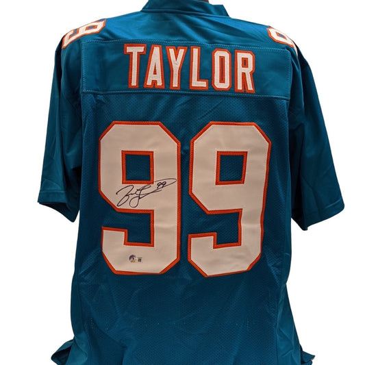 Jason Taylor Autographed Miami Dolphins Teal Jersey Beckett