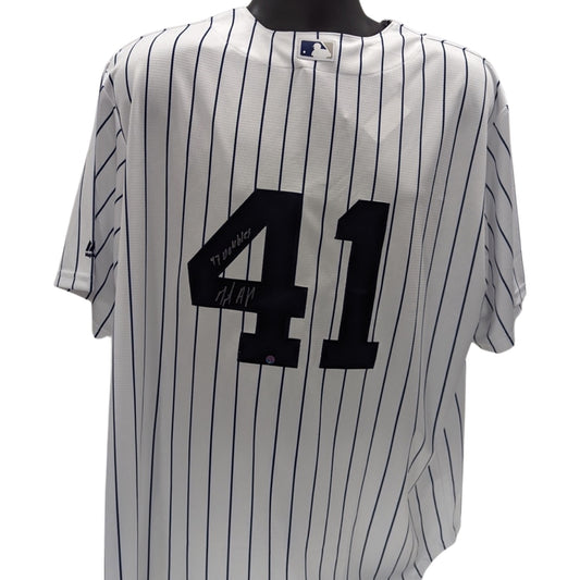 Miguel Andujar Autographed New York Yankees Majestic Pinstripe Jersey “47 Doubles” Inscription Steiner