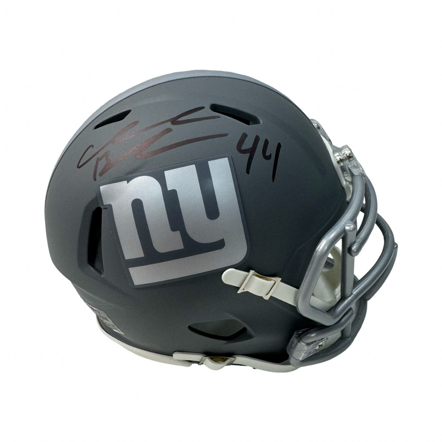 Ahmad Bradshaw Autographed New York Giants Slate Mini Helmet Beckett
