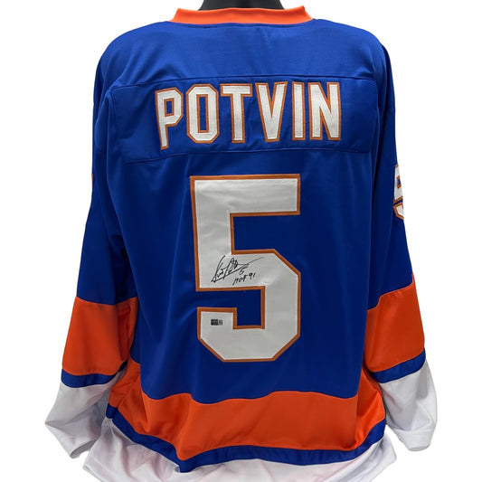 Denis Potvin Autographed New York Islanders Blue Jersey "HOF '91" Steiner CX