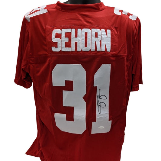 Jason Sehorn Autographed New York Giants Red Jersey JSA