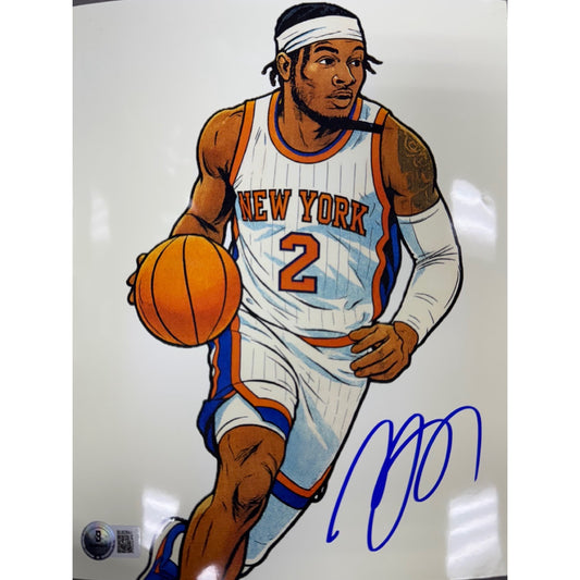 Miles Deuce McBride Autographed New York Knicks White Cartoon 8x10 Beckett BAS