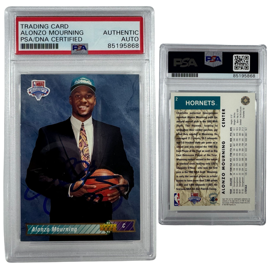 1992-93 Alonzo Mourning Autographed Upper Deck NBA Drafe #2 PSA Auto Authentic