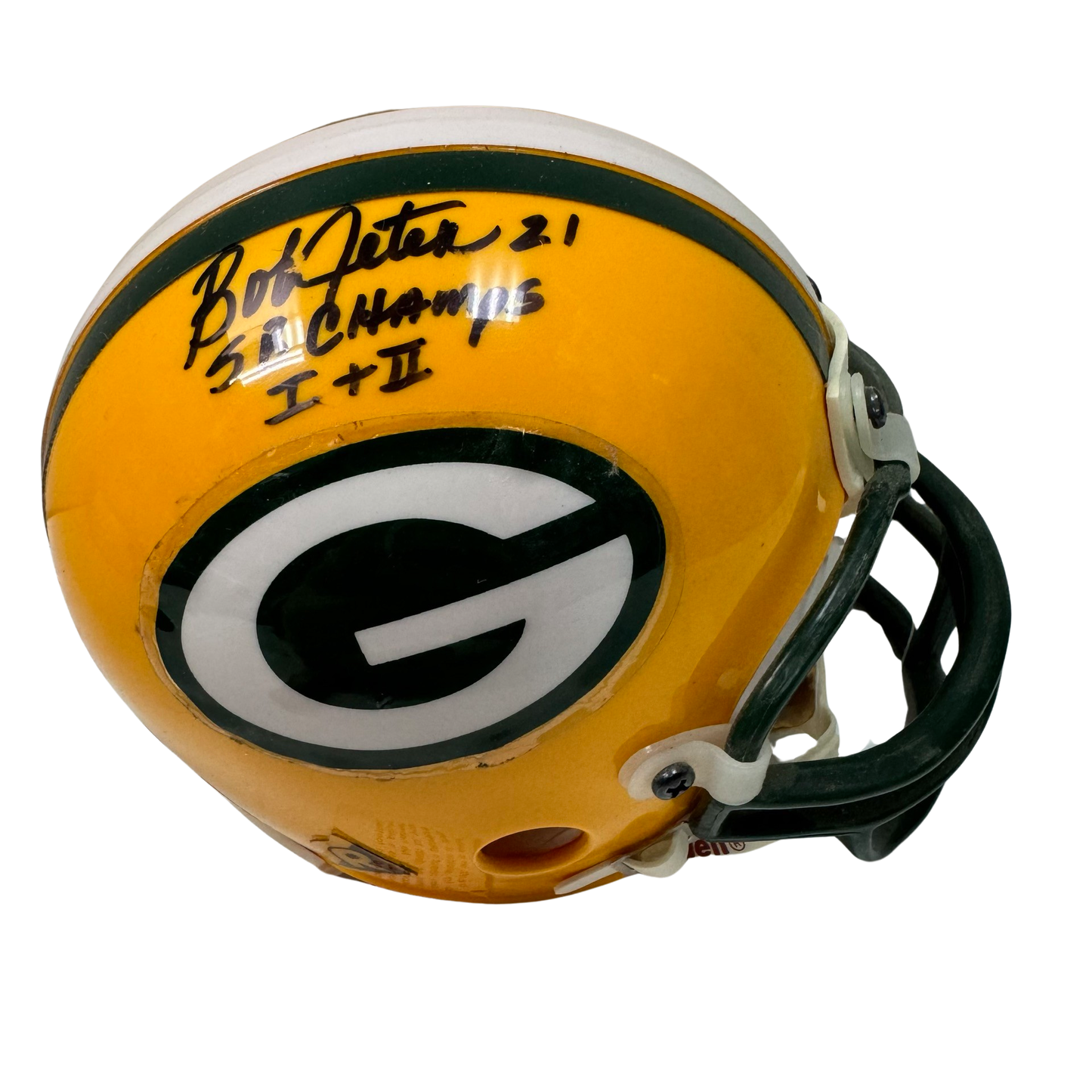 Bob Jeter Autographed Green Bay Packers Mini Helmet SB Champs I + II Inscription JSA