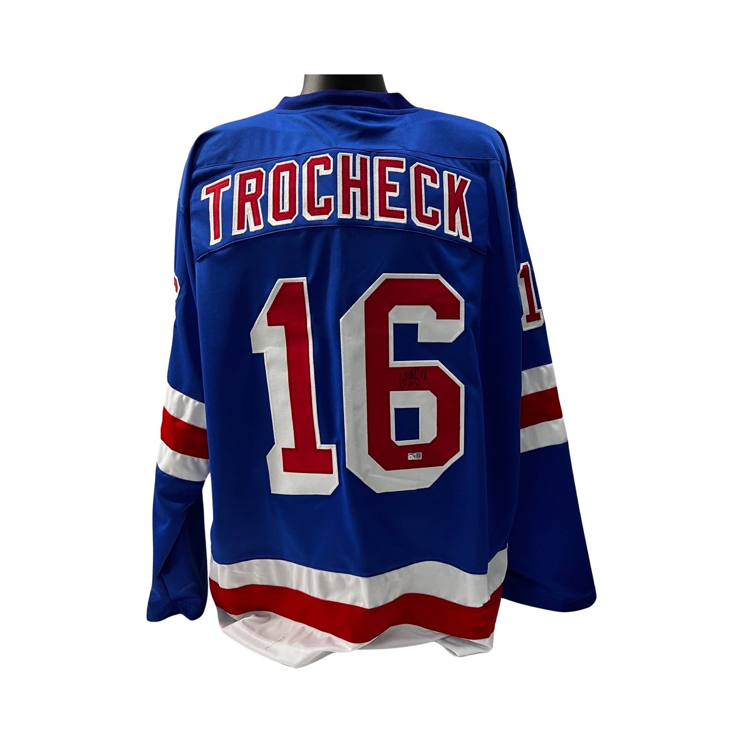 Vincent Trocheck Autographed New York Rangers Blue Jersey Steiner CX