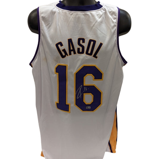 Pau Gasol Autographed Los Angeles Lakers White Jersey Steiner CX