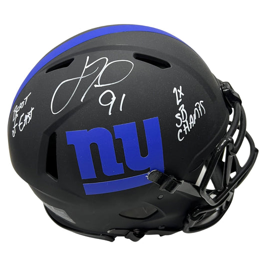Justin Tuck Autographed New York Giants Eclipse Authentic Helmet Beast of the East, 2x SB Champ Inscriptions JSA