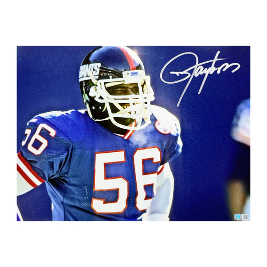 Lawrence Taylor Autographed New York Giants Close Up Blue Jersey 11x14 Steiner CX