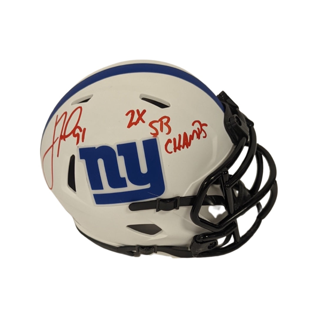 Justin Tuck Autographed New York Giants Lunar Eclipse Mini Helmet “2x SB Champs” Inscription JSA