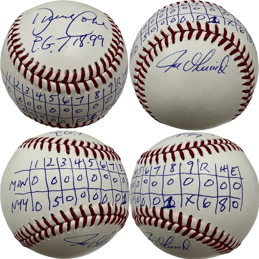 David Cone & Joe Girardi Autographed New York Yankees OMLB “PG 7.18.99” & Full Line Score Inscriptions Steiner CX
