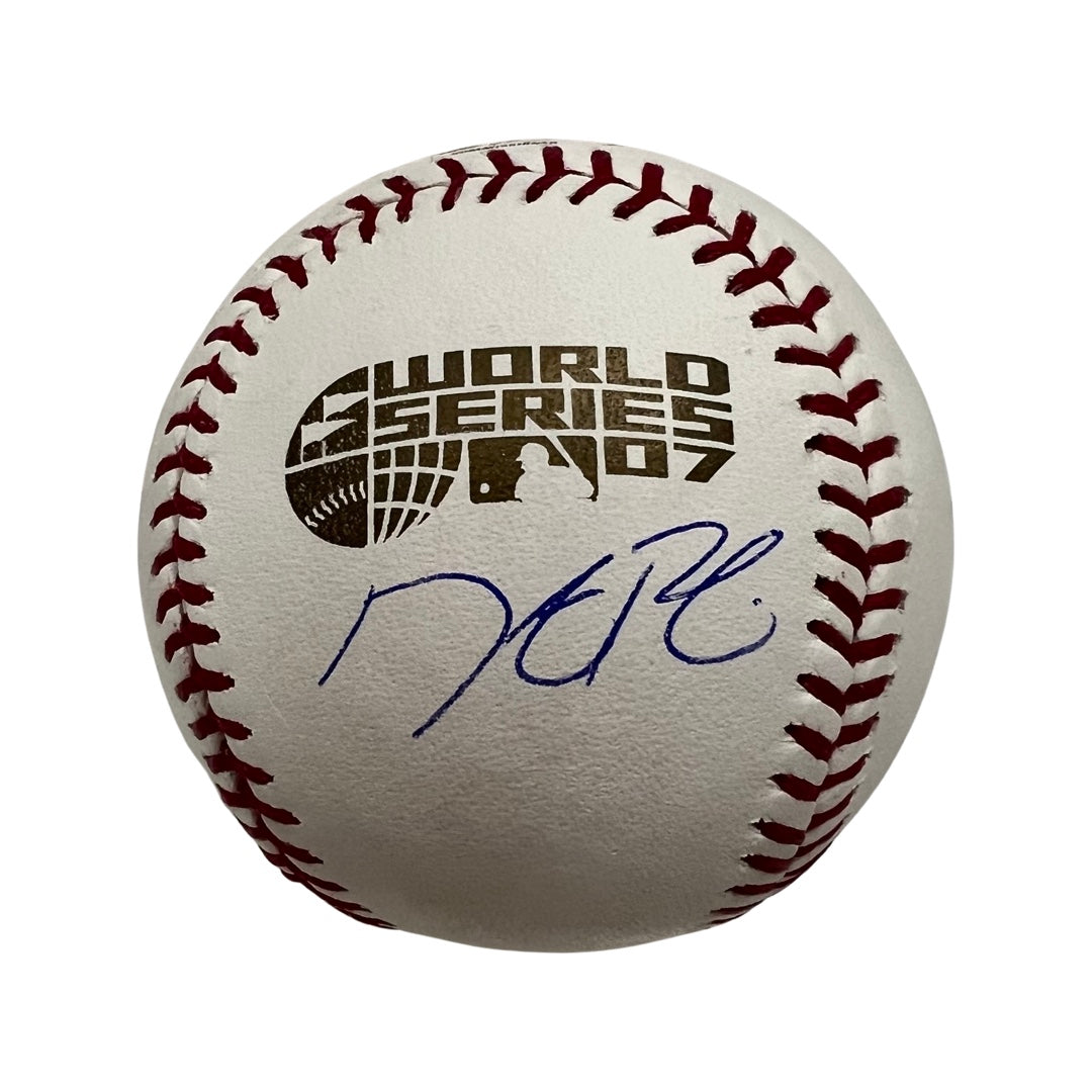 Dustin Pedroia Autographed Boston Red Sox 2007 World Series Logo Baseball Steiner CX