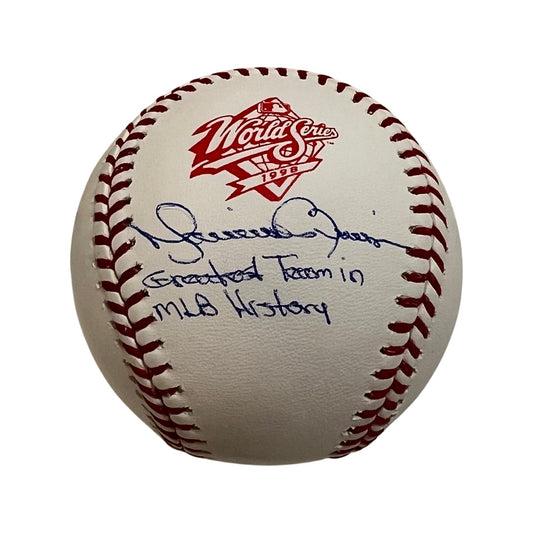 Mariano Rivera Autographed New York Yankees 1998 World Series Logo Baseball “Greatest Team in MLB History” Inscription Steiner CX