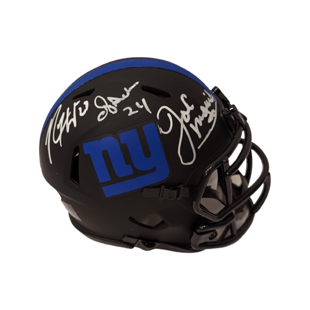 OJ Anderson, Joe Morris & Rodney Hampton Autographed New York Giants Eclipse Mini Helmet JSA