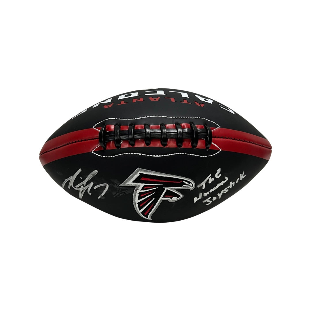 Michael Vick Autographed Atlanta Falcons Black Logo Football “The Human Joystick” Inscription JSA