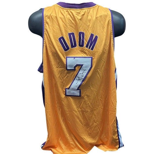 Lamar Odom Autographed Los Angeles Lakers Yellow Jersey JSA