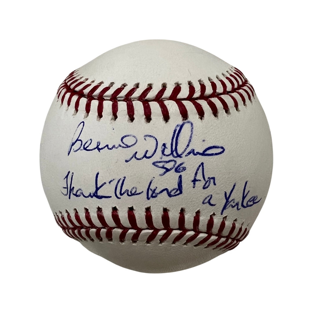 Bernie Williams Autographed New York Yankees OMLB “Thank the Lord for a Yankee” Inscription PSA