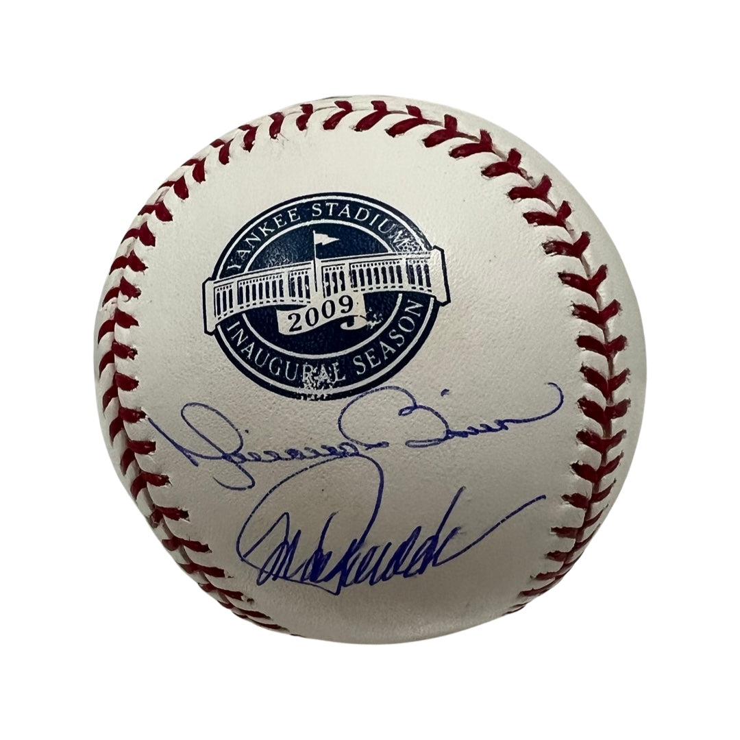 Mariano Rivera & Jorge Posada Autographed New York Yankees 2009 Yankee Stadium Inaugural Season Logo Baseball JSA