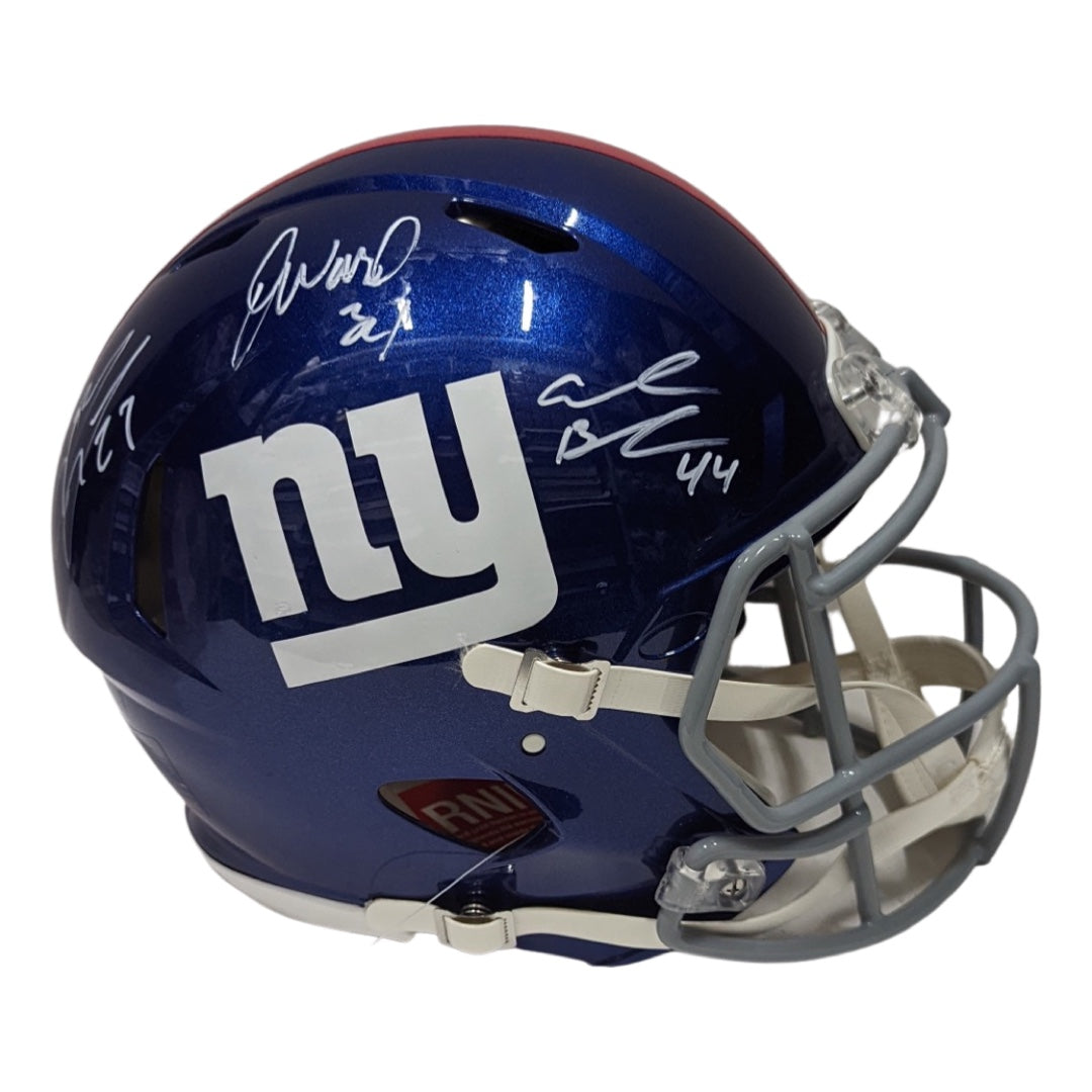Brandon Jacobs, Ahmad Bradshaw & Derrick Ward Earth Wind & Fire Autographed New York Giants Speed Authentic Helmet JSA