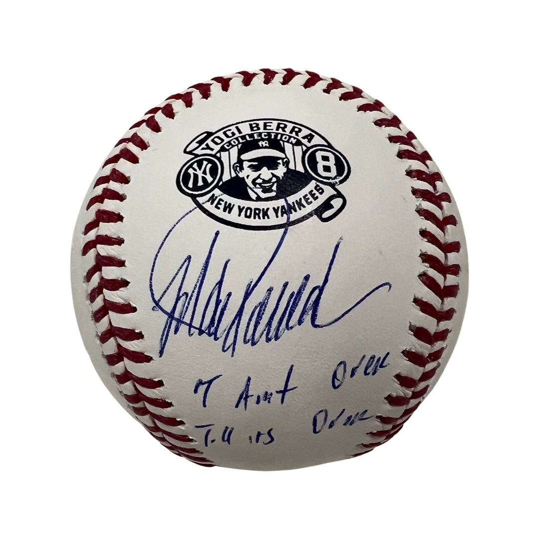 Jorge Posada Autographed New York Yankees Yogi Berra Logo Baseball “It Ain’t Over Til It’s Over” Inscription JSA