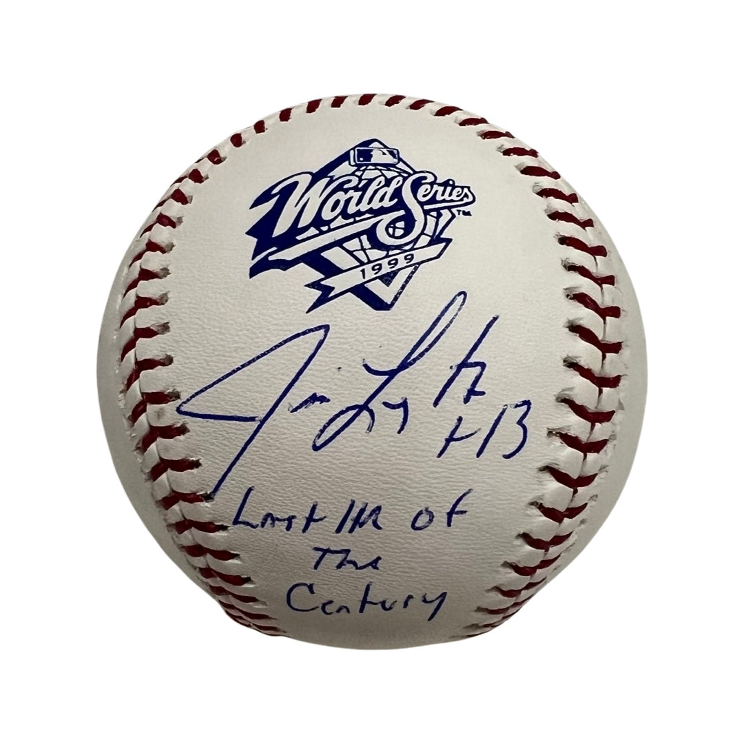 Jim Leyritz Autographed New York Yankees 1999 World Series Logo Baseball “Last HR of the Century” Inscription Steiner CX